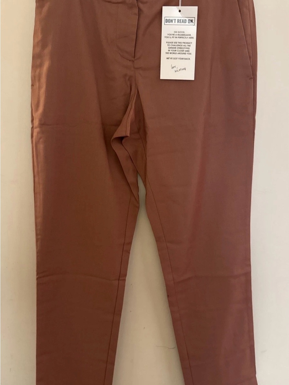 Wildfang Slim High-Rise Trousers — Rust Brown